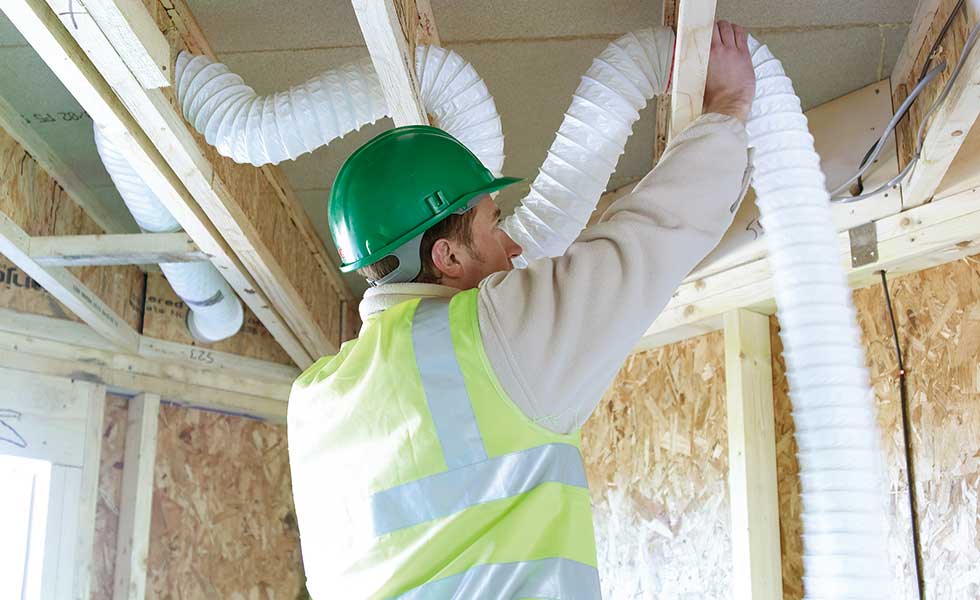 timber i-joist with cable hole by metsa wood finnjoist