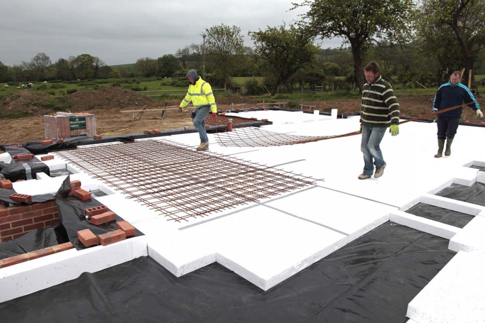 Steel mesh was then laid on layer 3 . . .