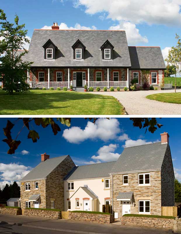 Dormer windows and windows in a new housing development