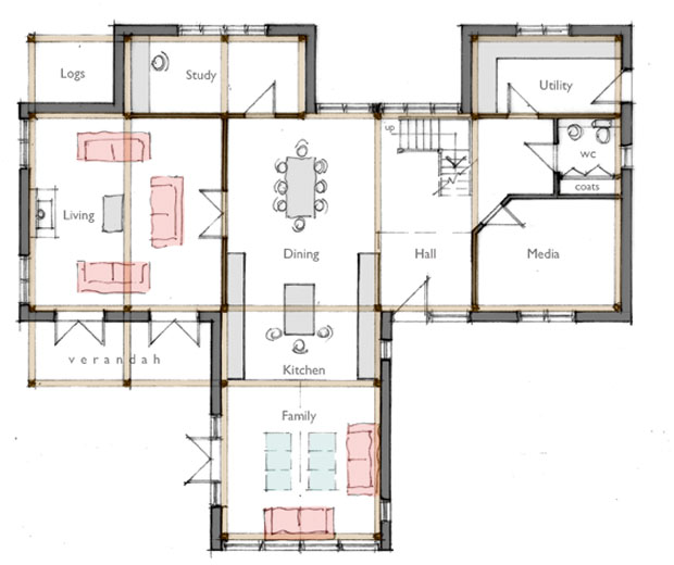 Open plan family home floor plan