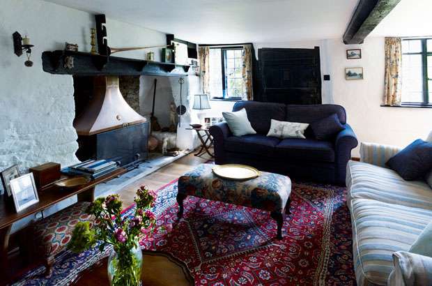 inglenook fireplace and leaded lights in cottage