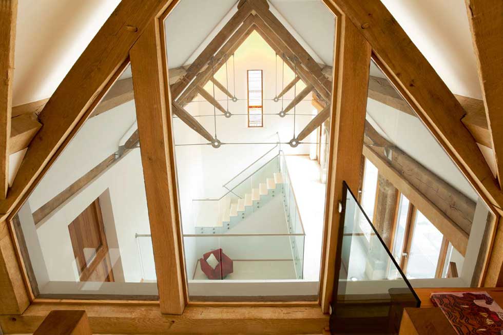 Large internal window in a barn conversion