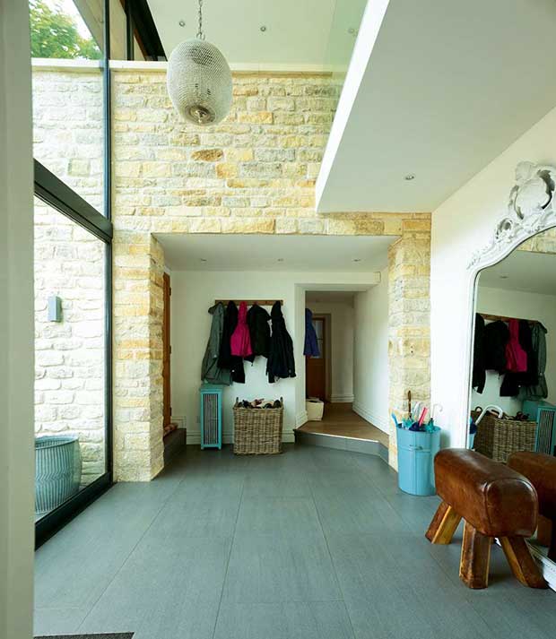 Exposed brickwork in a remodelled Victorian villa