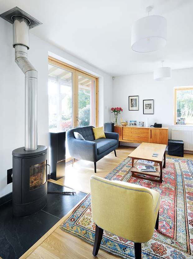 The living area with woodburner