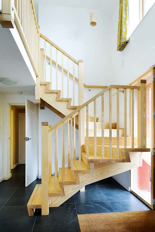 The wooden staircase