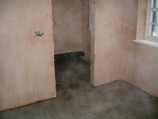 Plastering, followed by a period of drying out