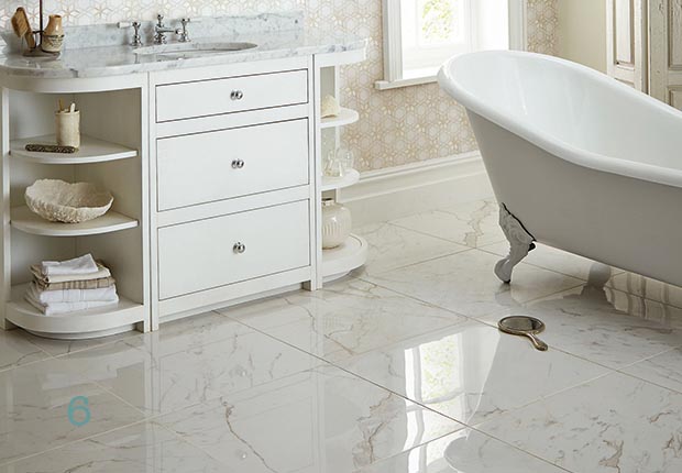 Fired Earth's North Beach Monthomery porcelain floor tile in marble effect