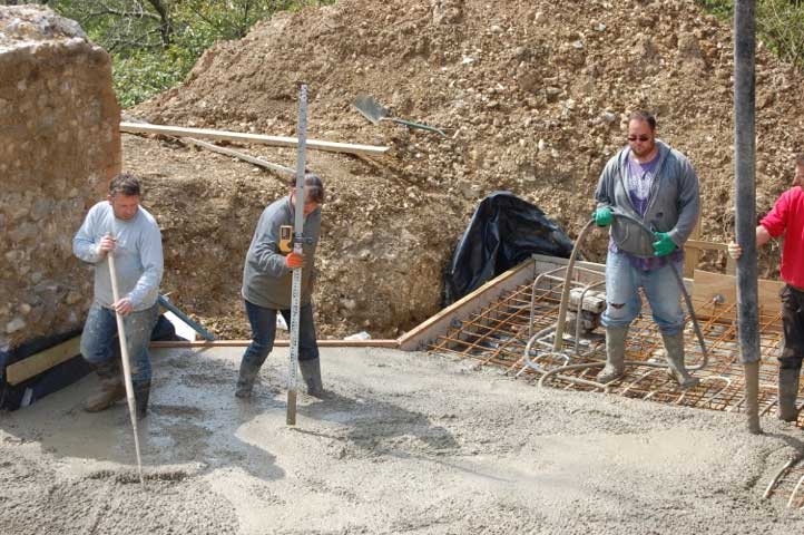 Measuring the depth of the wet cement