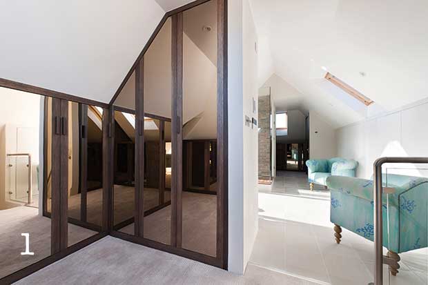 Mirrored built in loft storage