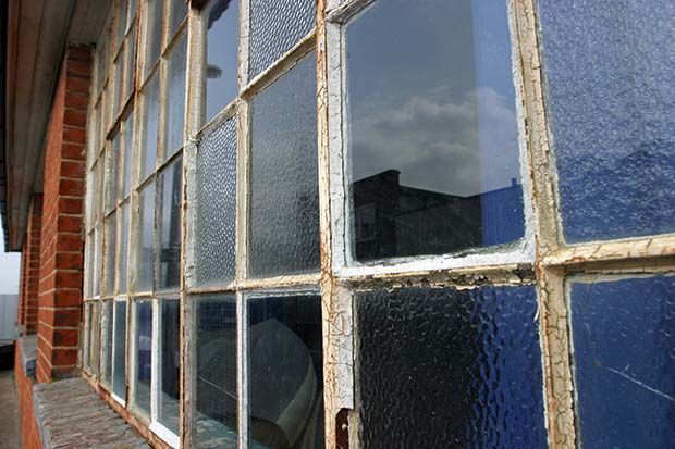 corroded metal windows
