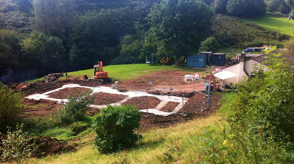 Erecting the steel frame
