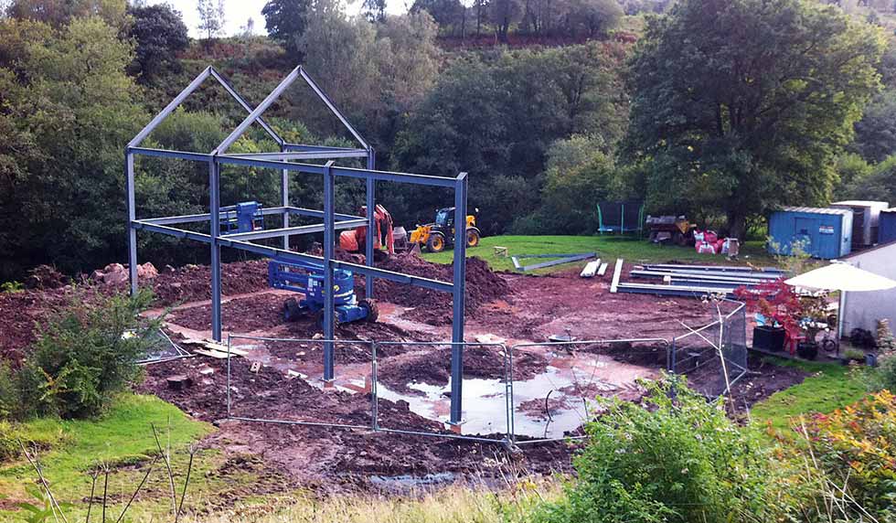Erecting the steel frame