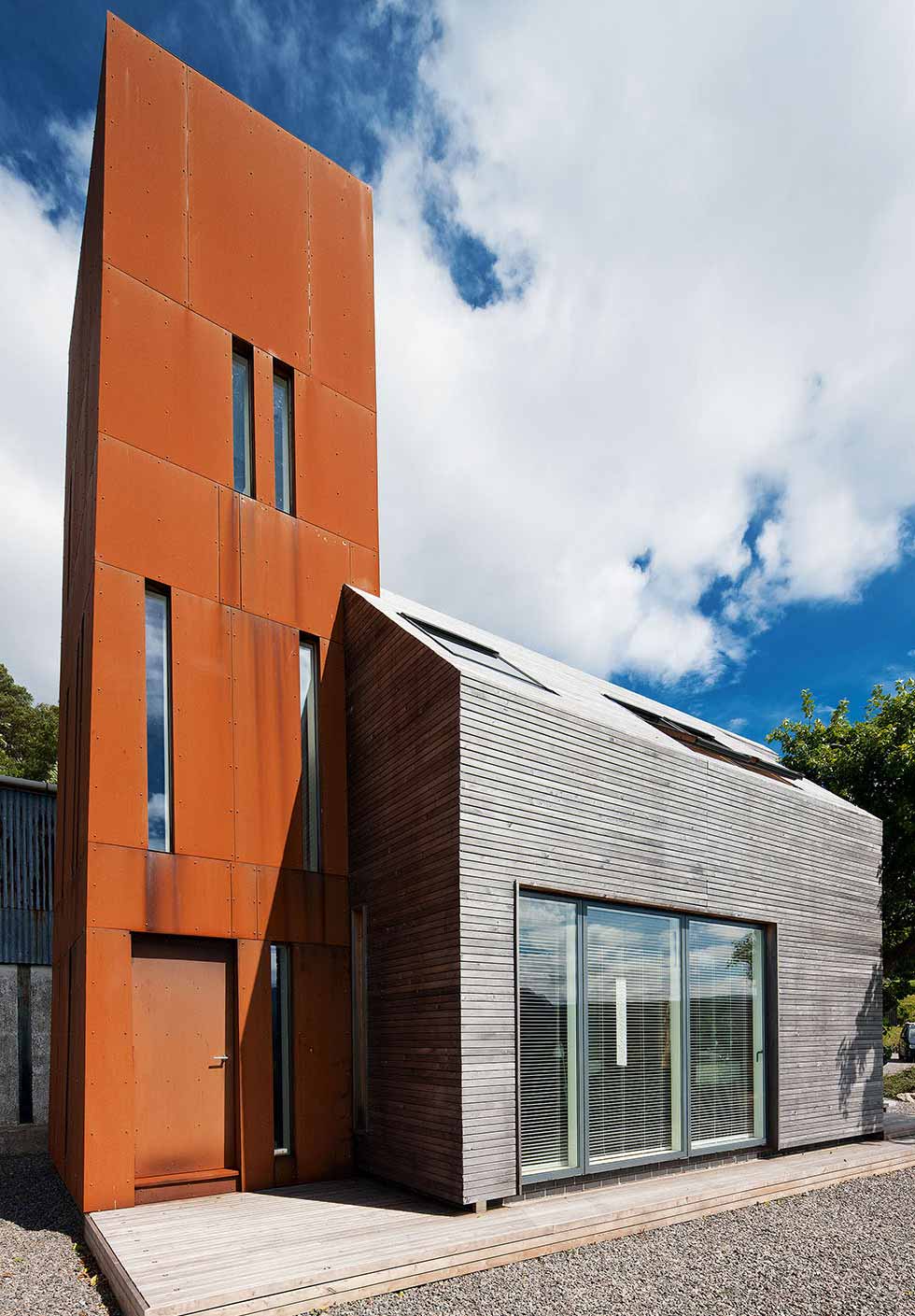 Part of the extension is clad in low-maintenance weathering steel