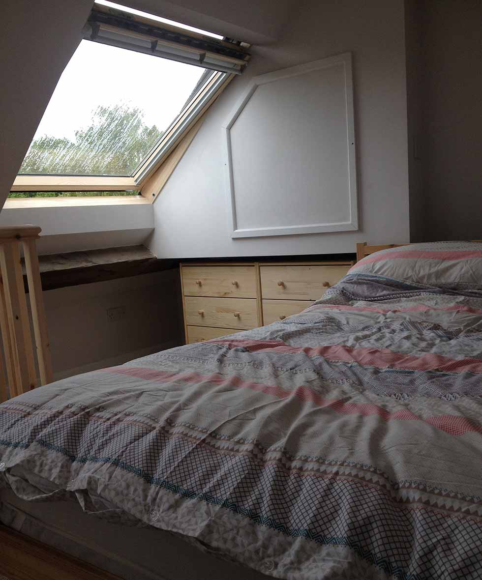 The rooflight in the loft bedroom