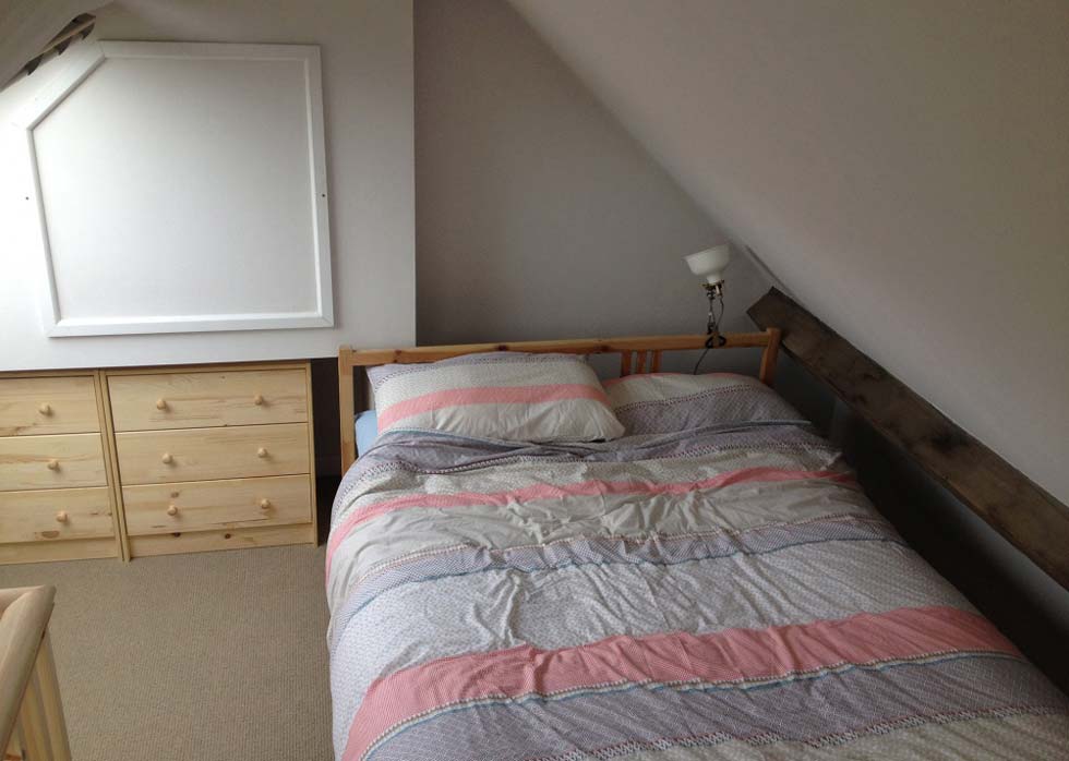View of the loft bedroom from the end of the bed
