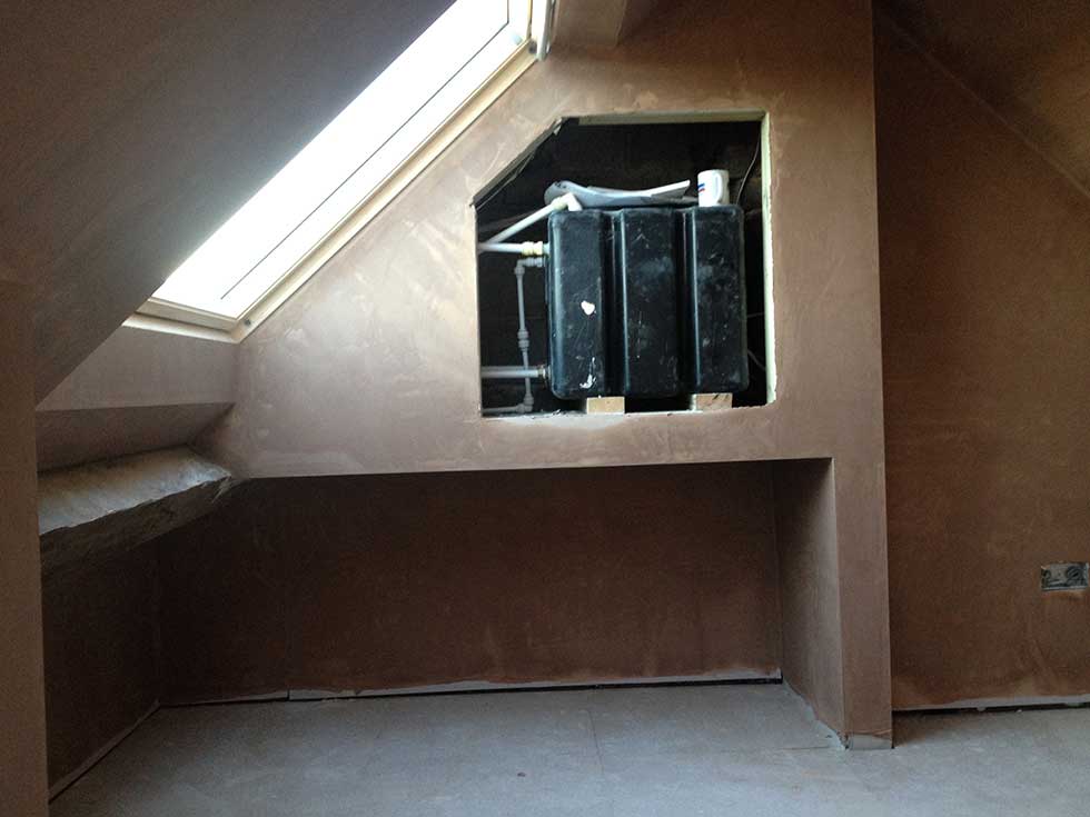 plastering complete in the loft