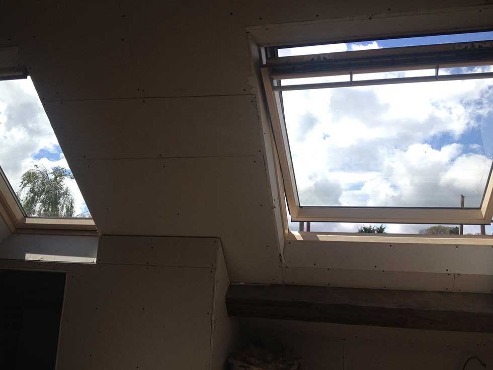 roof light and plasterboard wall slopes