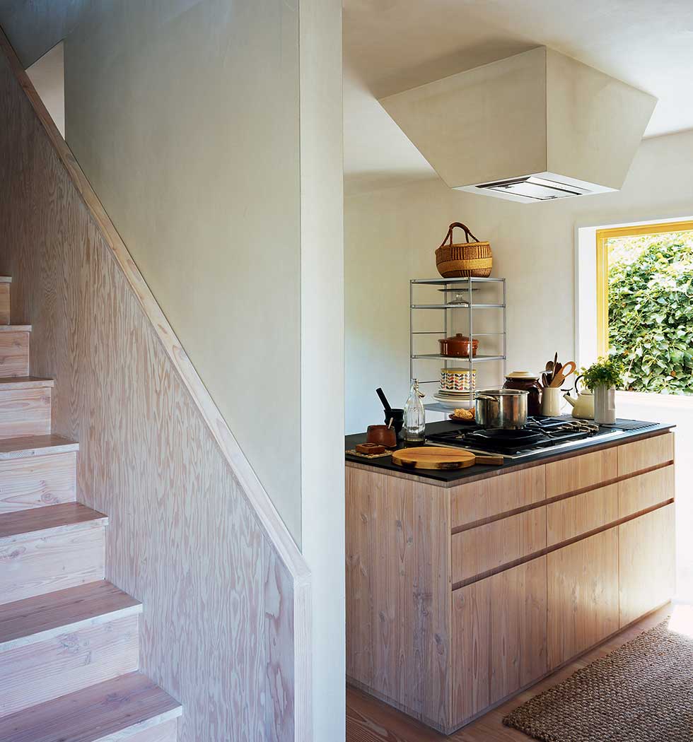 The staircases are Douglas fir