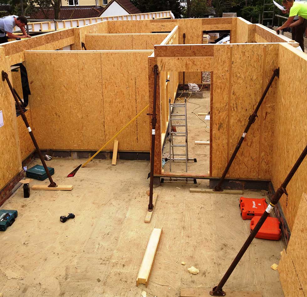 SIPs erected on site with internal walls built