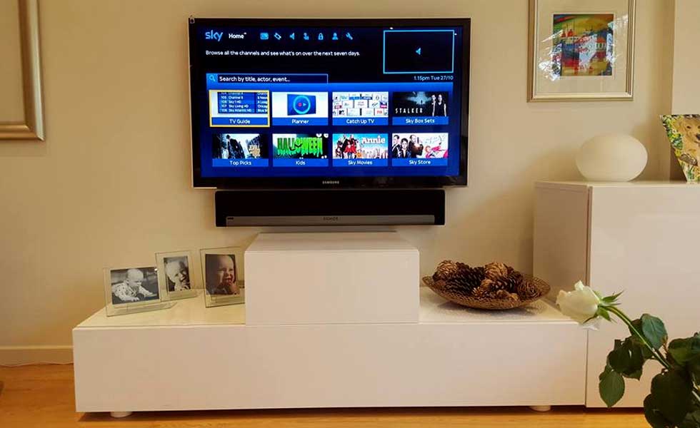 Connected AV media room set up with an integrated Sonos sound system