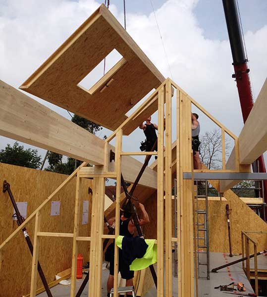 SIPs installation on a wooden frame