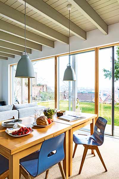 exposed beams dining room
