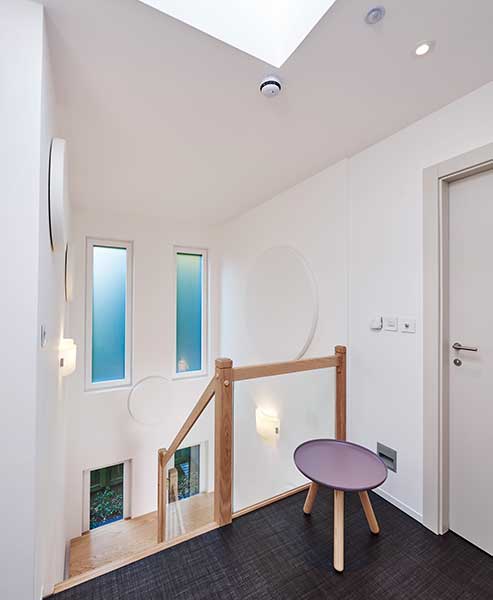 acoustic panels for soundproofing in a double height hallway