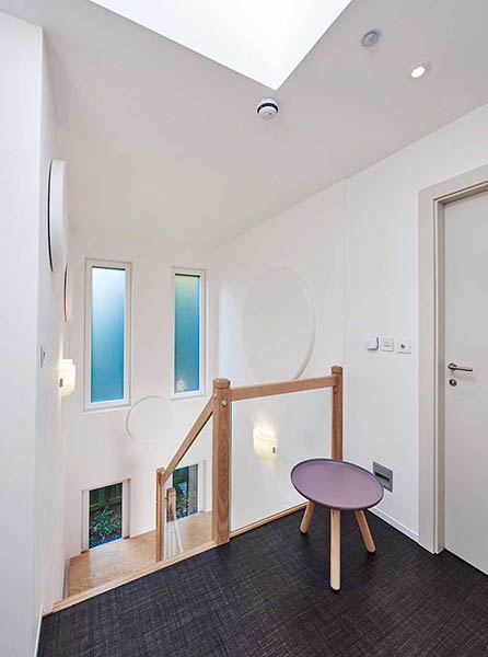 hall and landing with white walls and acoustic sound absorption panels from Sonata