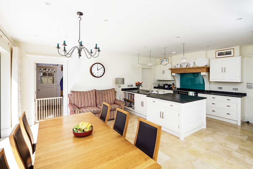 arts & crafts style self build house open plan kitchen diner