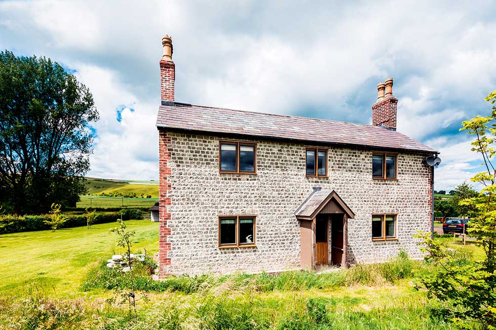 Old cottage extension front facade stonework traditional
