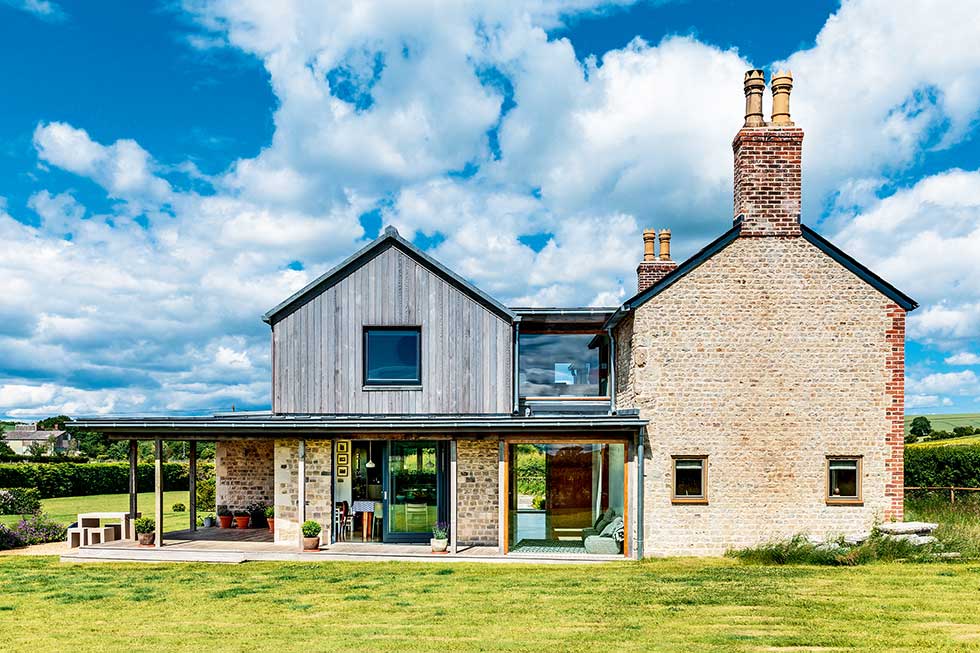 Old cottage extension exterior timber cladding stone