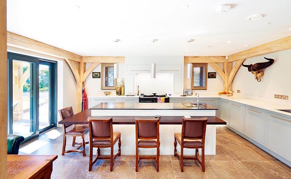 Oakwrights timber frame home modern kitchen diner