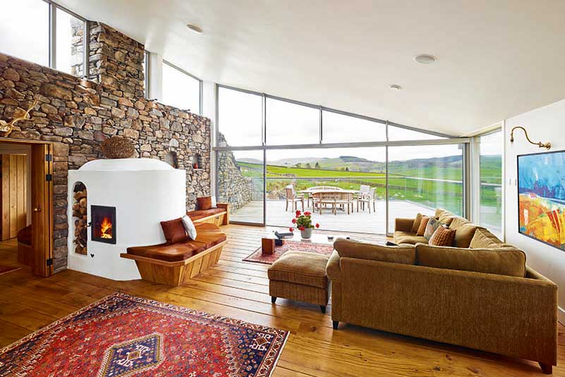 Interior of eco house in Dumfries