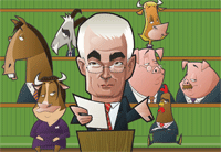 Reading out the figures he proved in detail that they had more oats and turnips than in Jones’ day.’ George Orwell Animal Farm