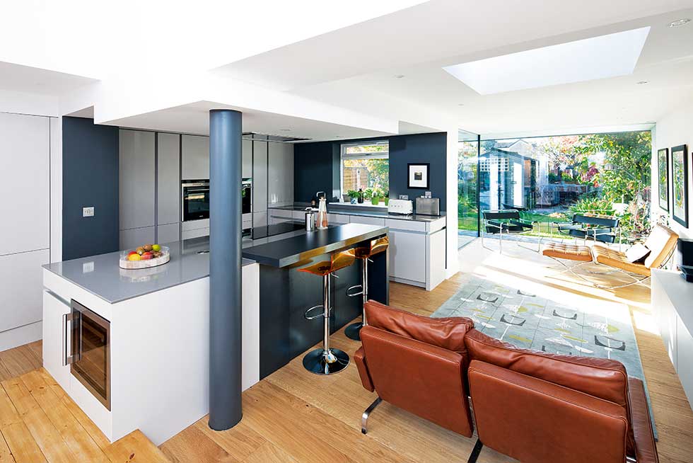 Glass glazed pavilion extension interior living