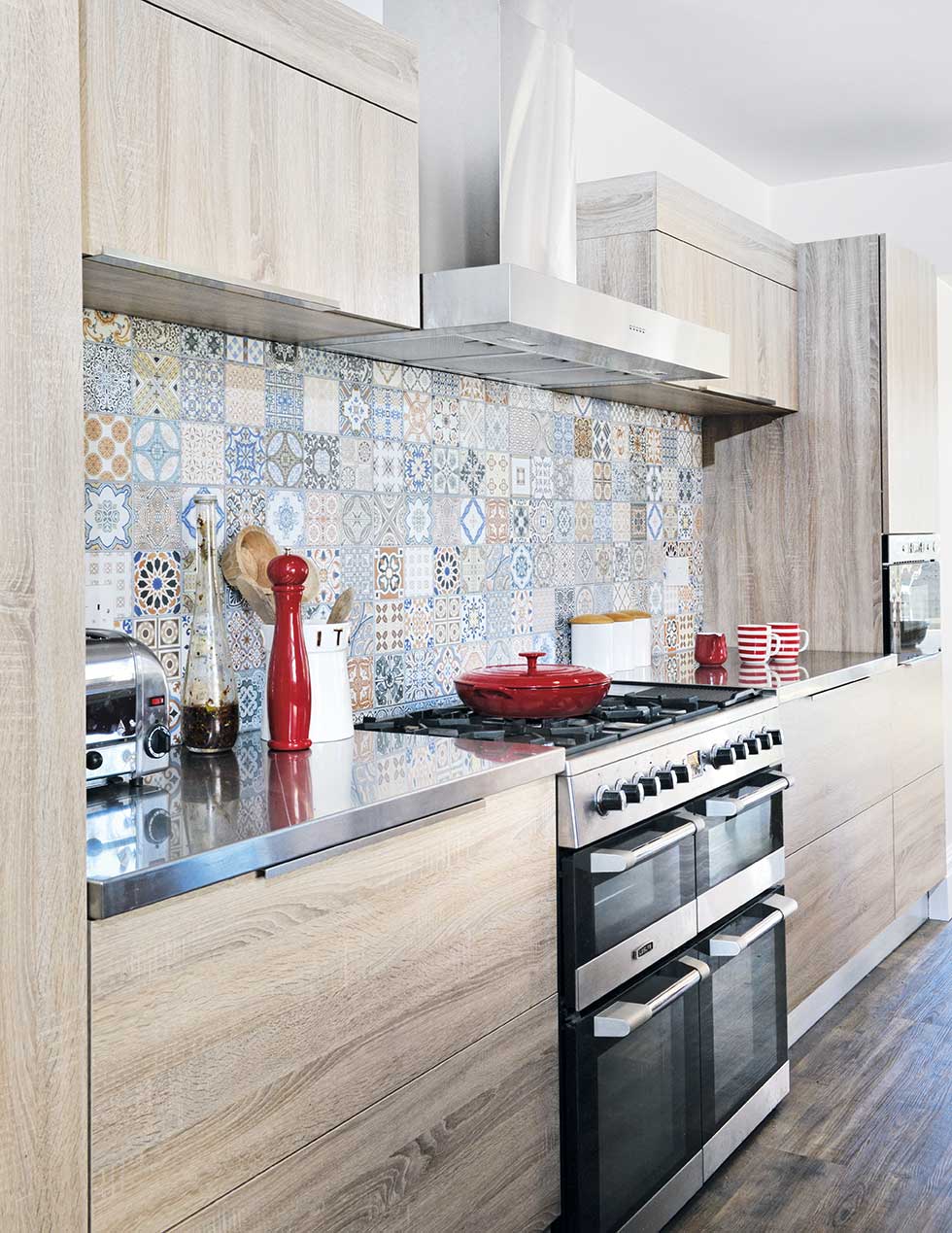 moroccan tiles oven in kitchen-diner extension