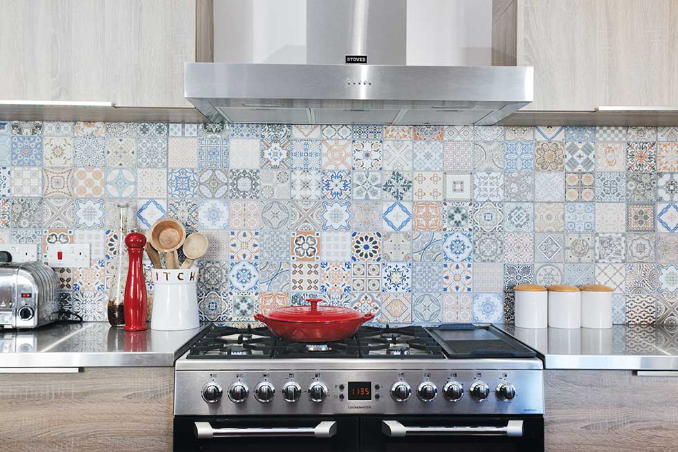 kitchen-diner extension moroccan tiles cooker extractor