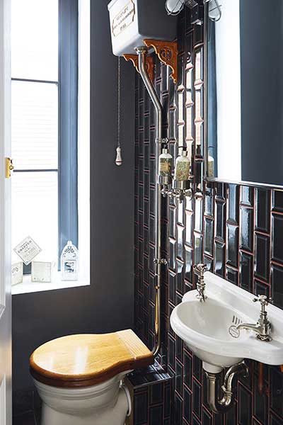 dark bathroom with crapper toilet