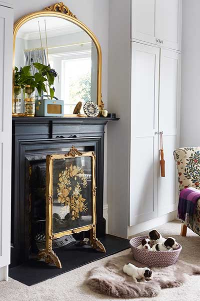 fireplace in an edwardian bedroom