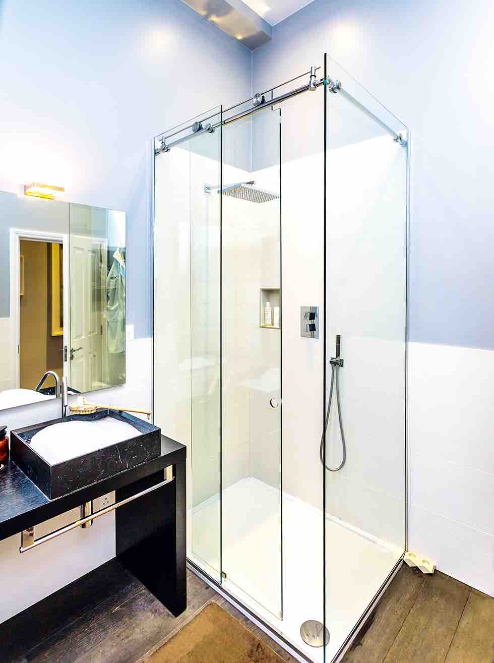 Small london flat bathroom shower enclosure