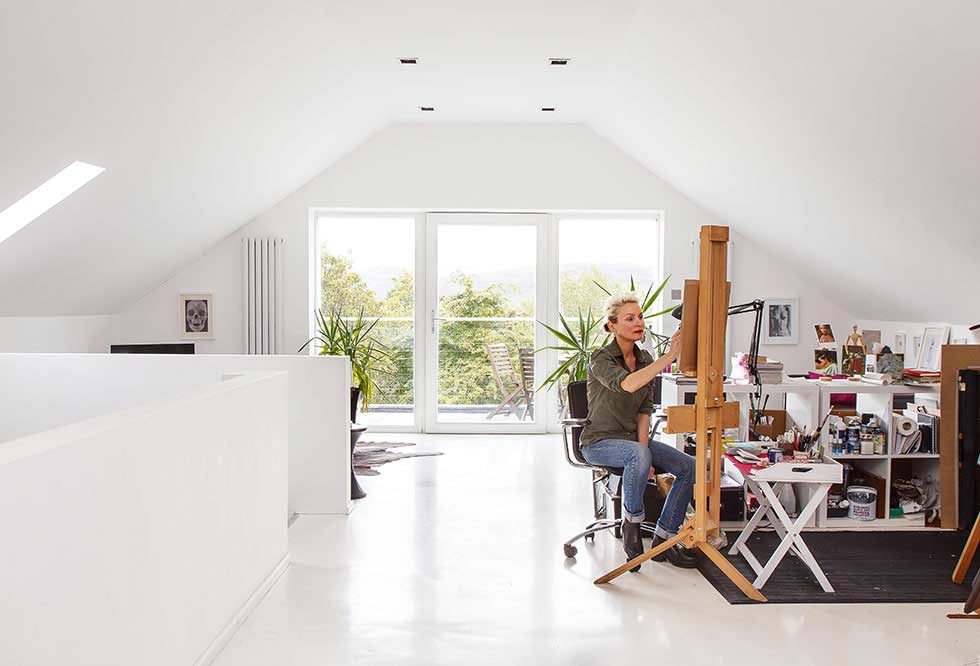 art studio in a stone barn conversion