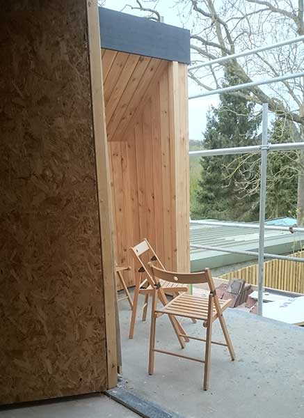 terrace area with cedar cladding