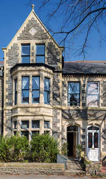 exterior of a gabled Victorian terrace house extension