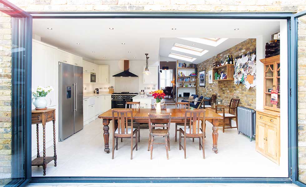 side return kitchen diner extension with industrial style