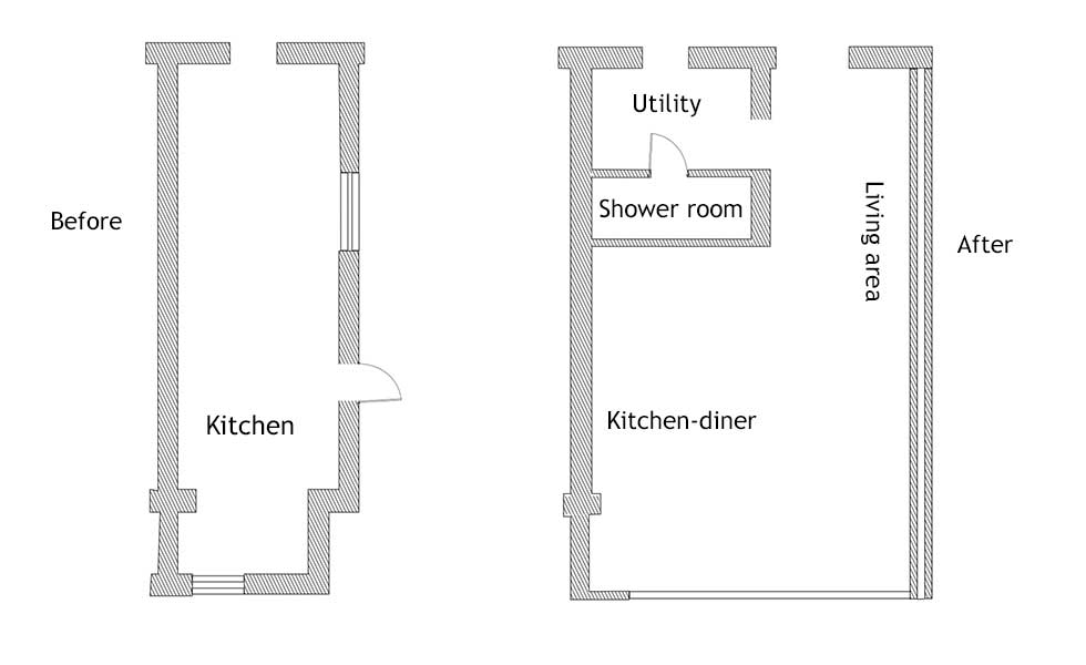 kitchen diner extension floor plans