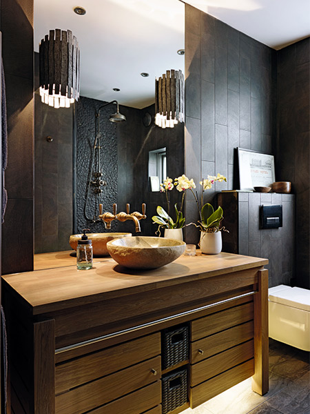 Dramatic black bathroom makeover