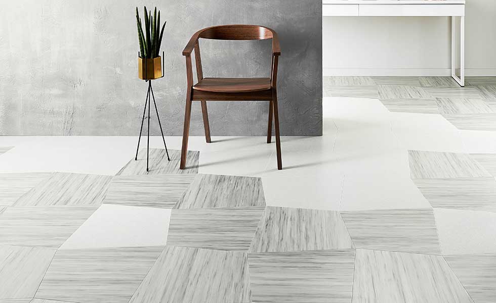Amtico grey and white tiling