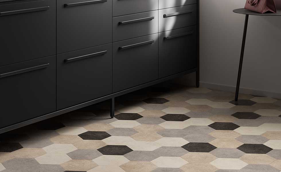 Hexagonal vinyl flooring
