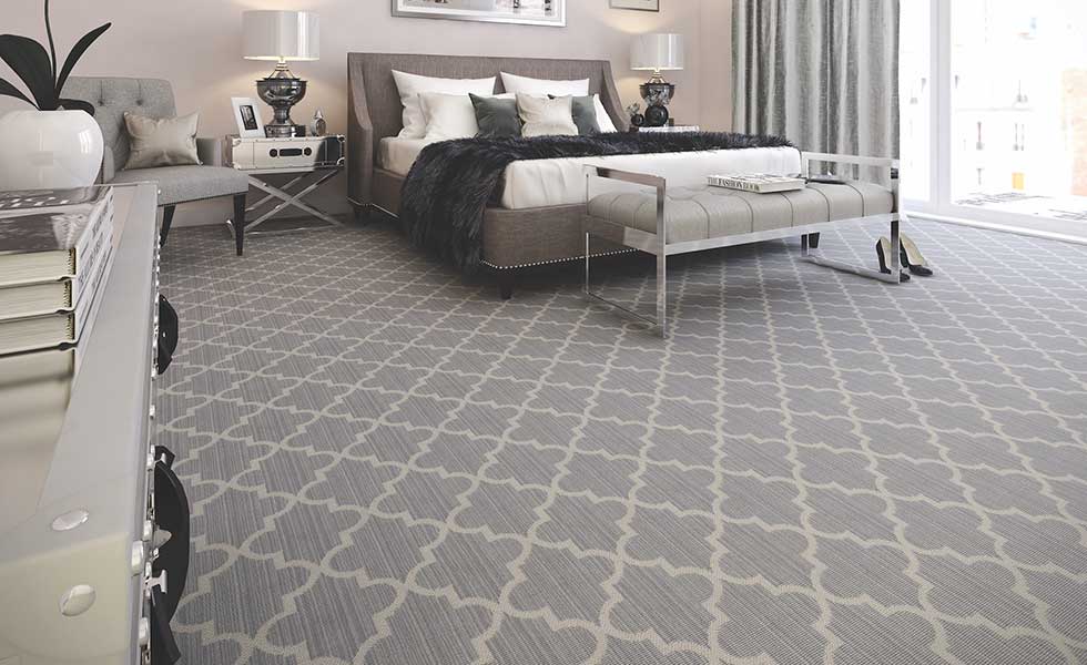 Grey Axminster carpet in bedroom