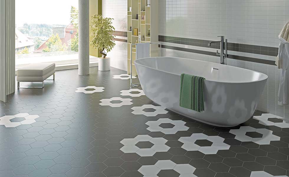 Hexagonal tiles by Baked Tile company